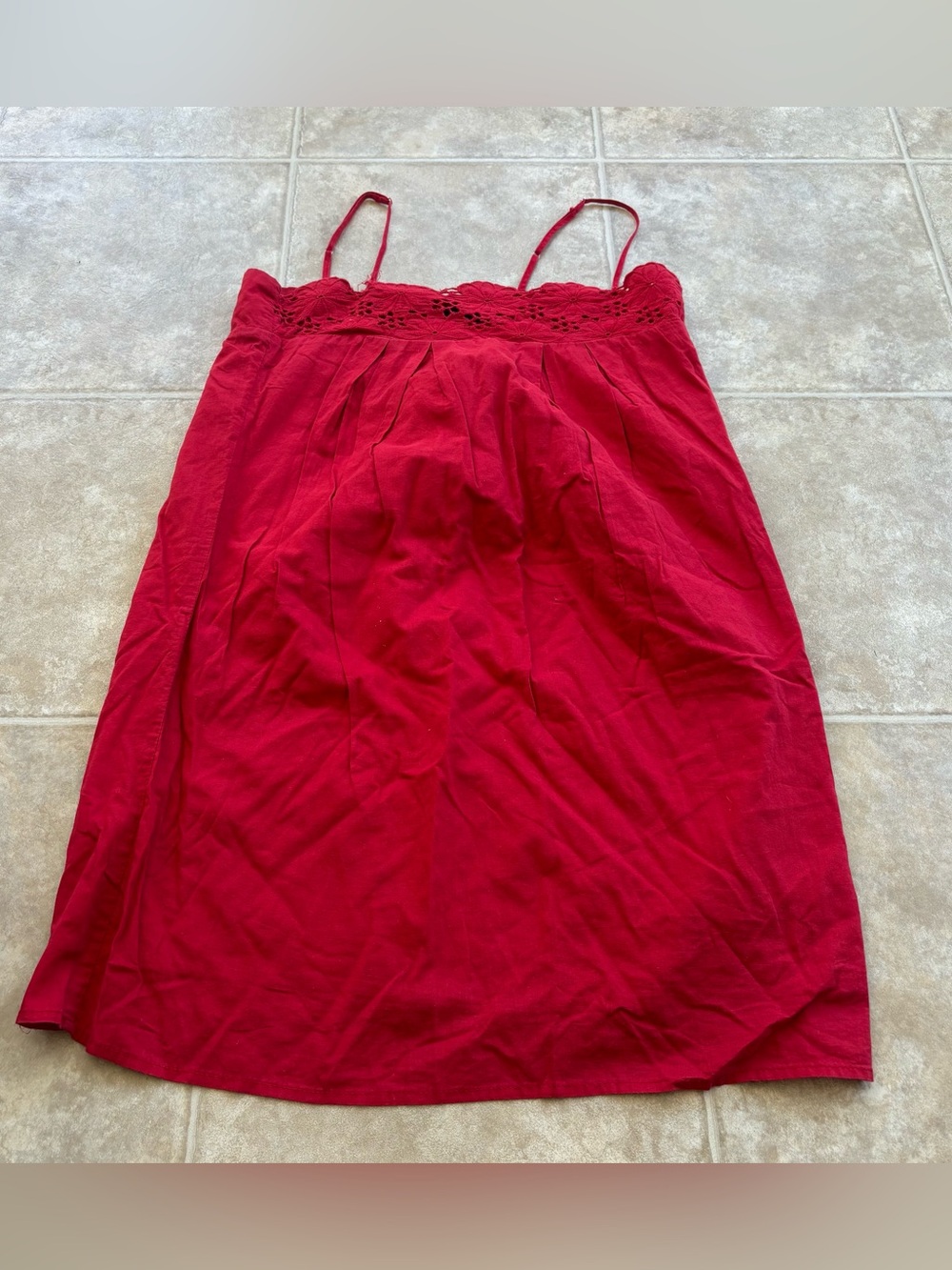 Sam & Max Red Lace-Trim Midi Slip Dress